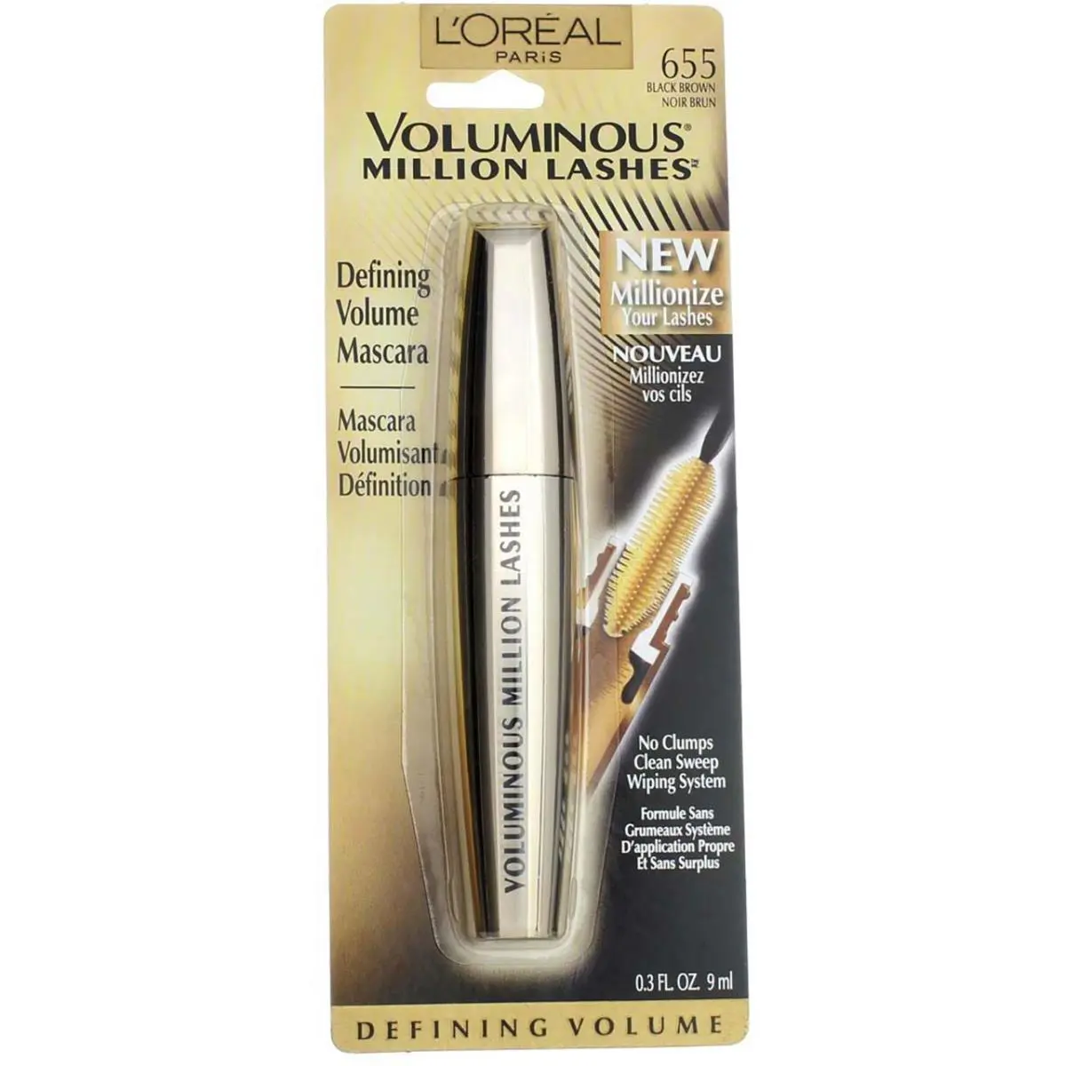 4 Pack L`oreal Paris Voluminous Million Lashes Washable Mascara Black Brown by L'Oréal