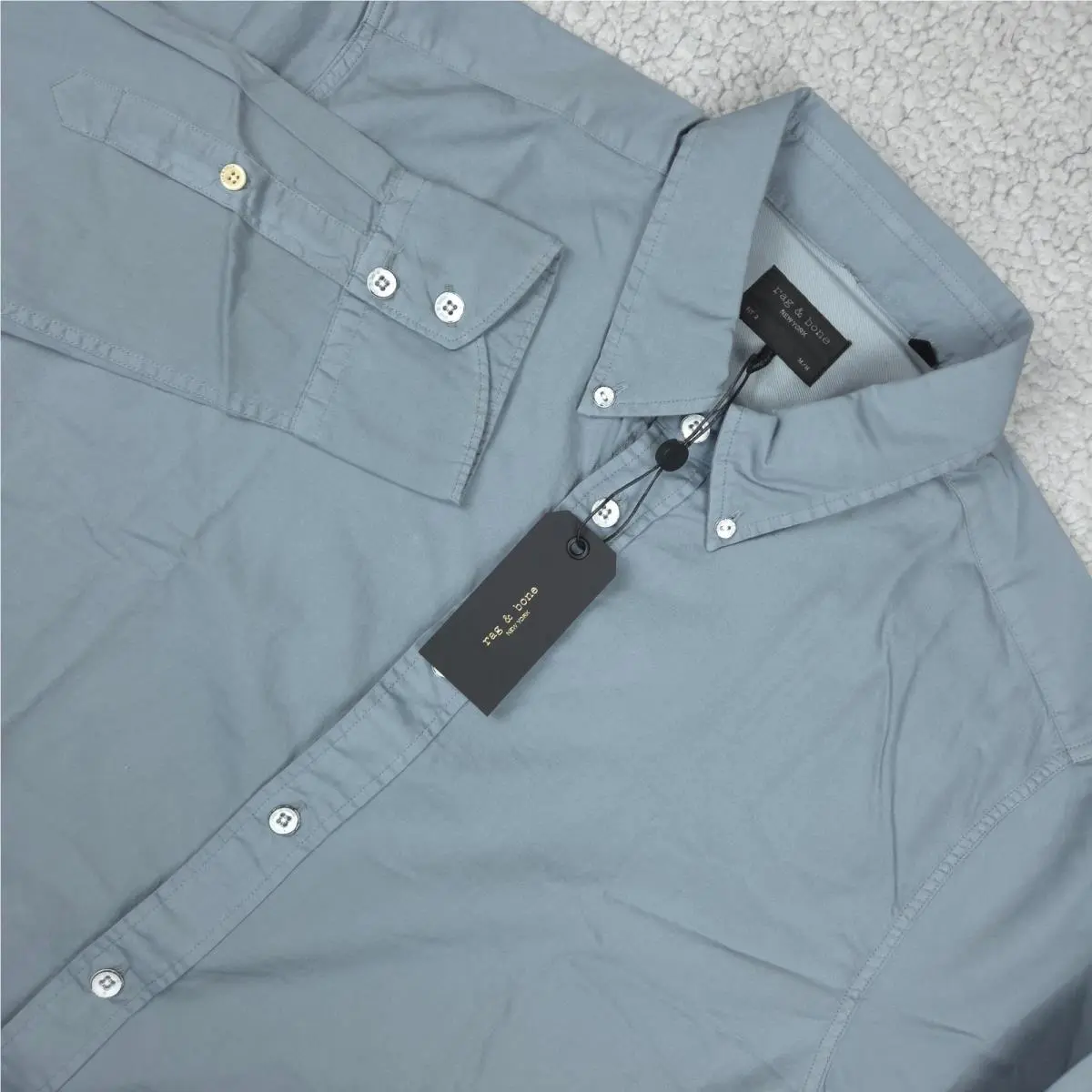 Rag Bone Button Down Shirt Men`s M Dusty Blue Cotton Preppy