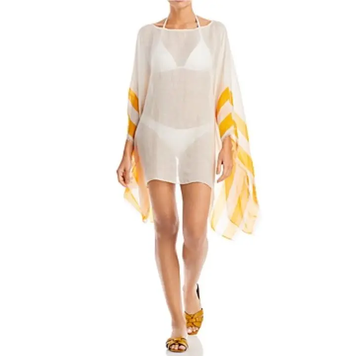 Rag Bone Hera Beach Swim Cover Wrap - Antique White / Yellow - Retail