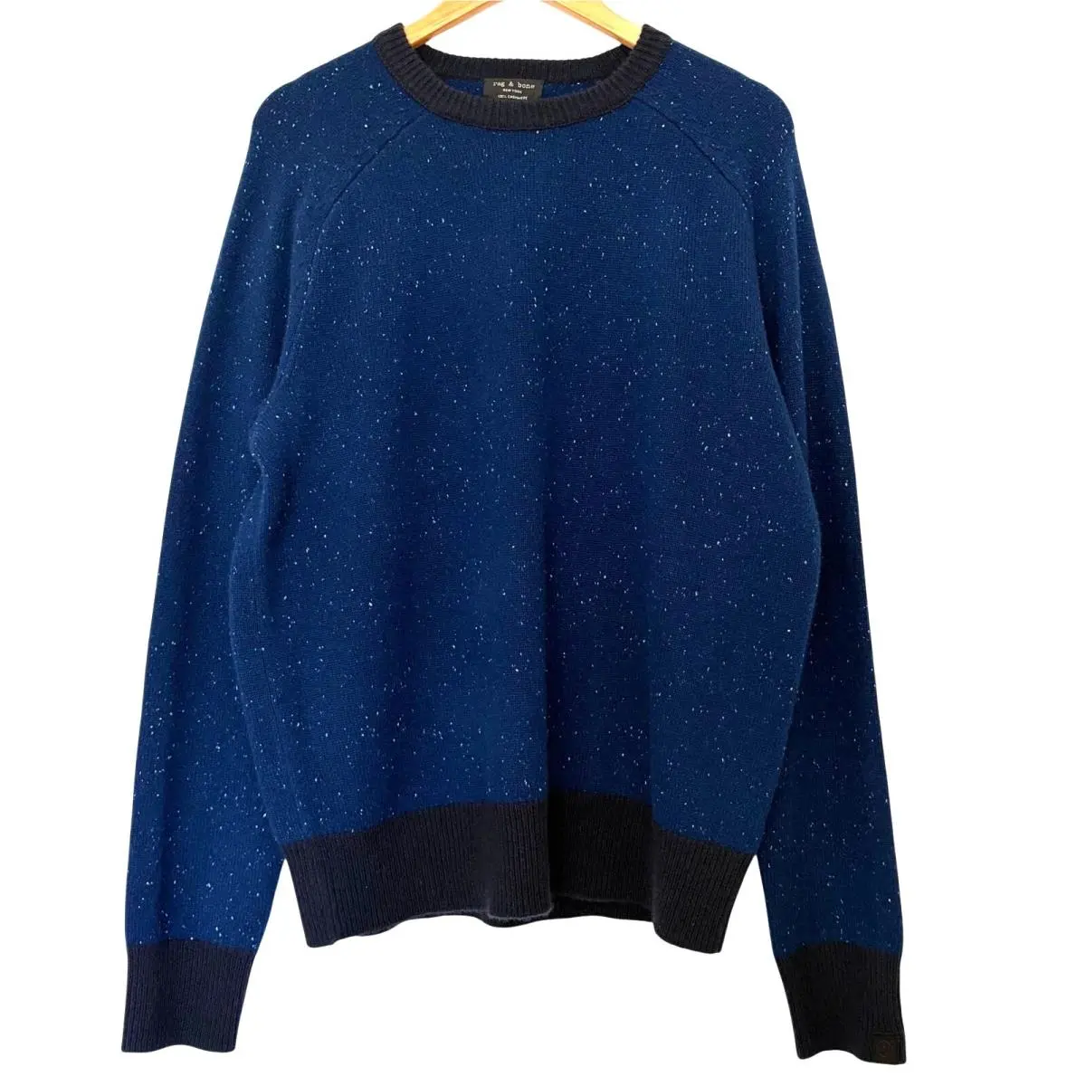 Rag Bone Harlow Donegal Cashmere Crewneck Sweater Mens Size L Navy