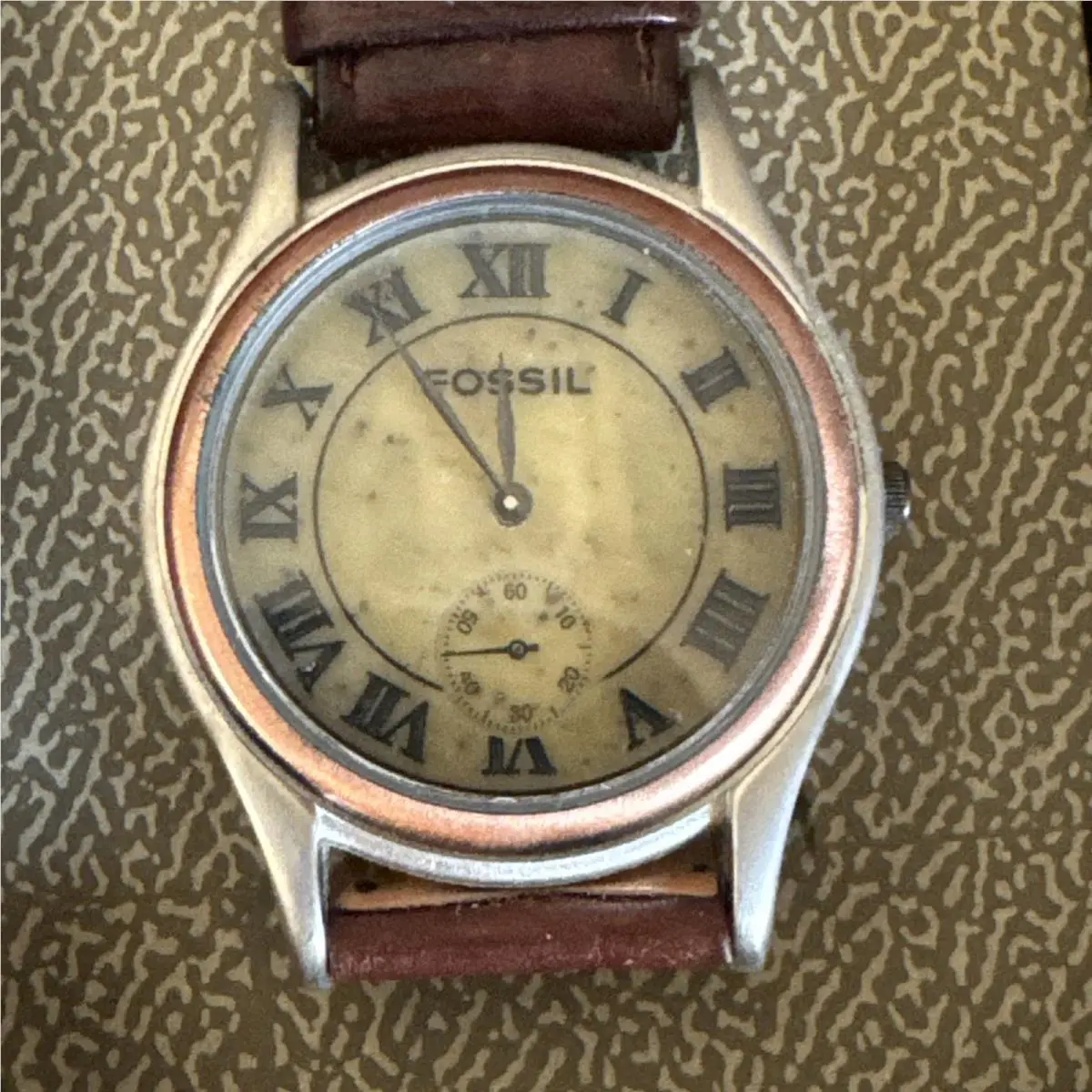 Fossil Stone on Copper Watch Roman Numerals BW-6740 Japan Needs Battery