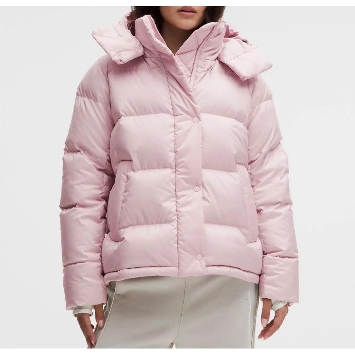 Lululemon Women`s Puffer Jacket Wunder Puff 600 Down Fill Porcelain Pink 8