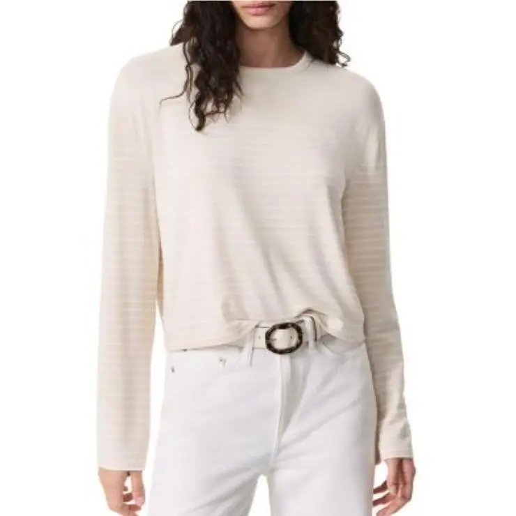 188 Rag Bone The Knit Stripe Boxy LS In Ivory/white Size: X-small