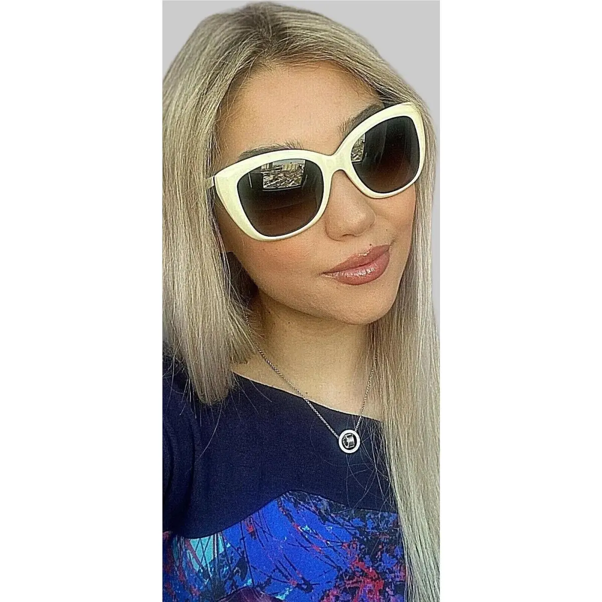 FF 0019/S Bmnha 54mm White Cat Eye Oversized Women`s Sunglasses by Fendi