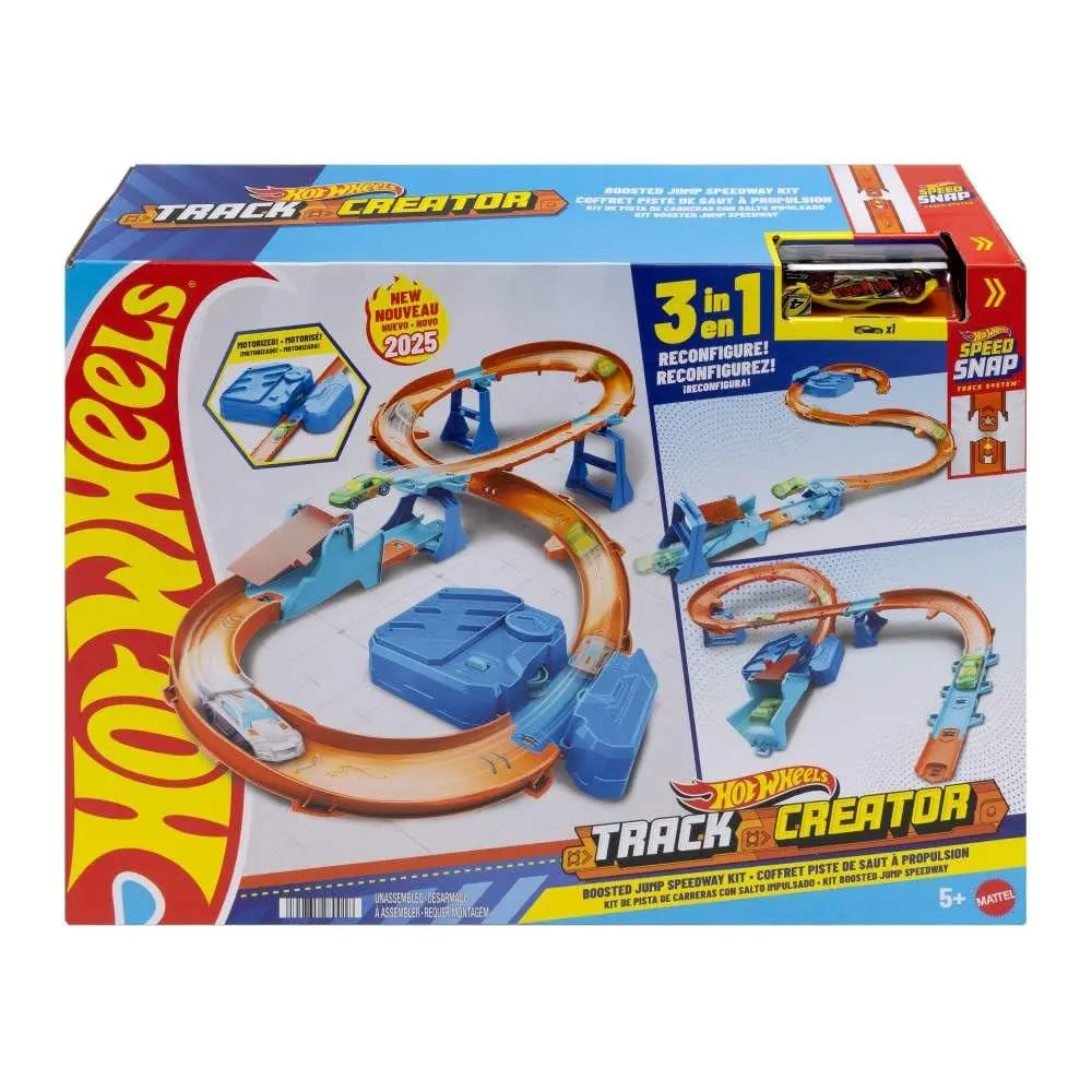 Toy Car Track Set Deluxe Building Box with Motorized Booster 1:64 Scale