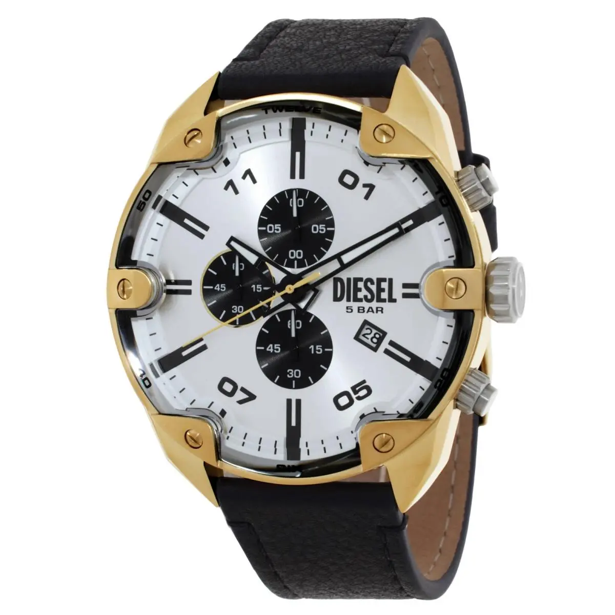 Diesel Spiked Chronograph Quartz Silver Dial Men`s Watch DZ4671