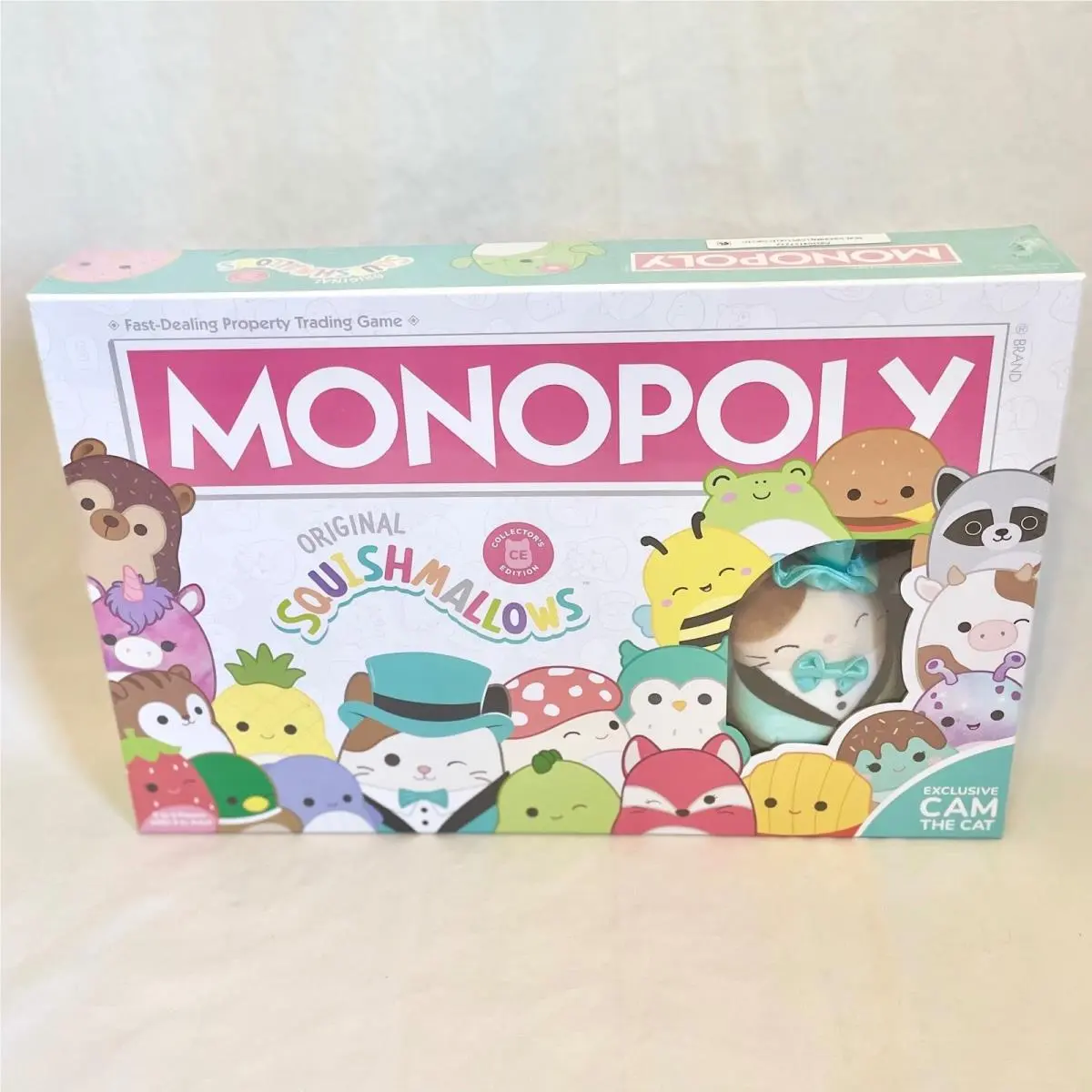 Monopoly Squishmallows Collector`s Edition Board Game Cam The Cat Plush