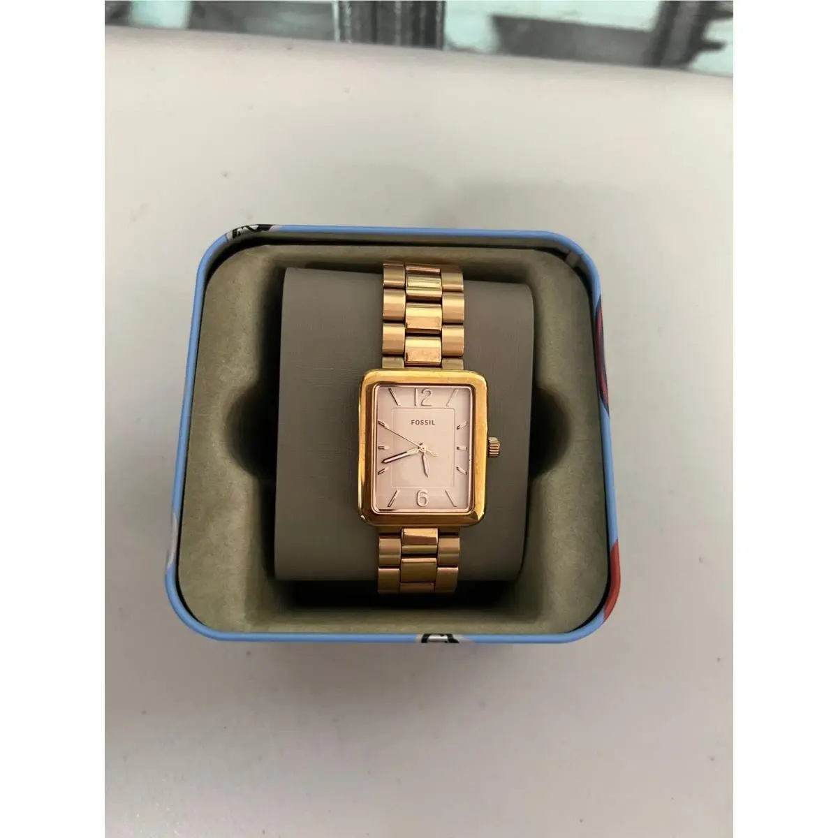 ES4156 Atwater Women Rose Gold Square Stainless Steel Quartz Watch by Fossil