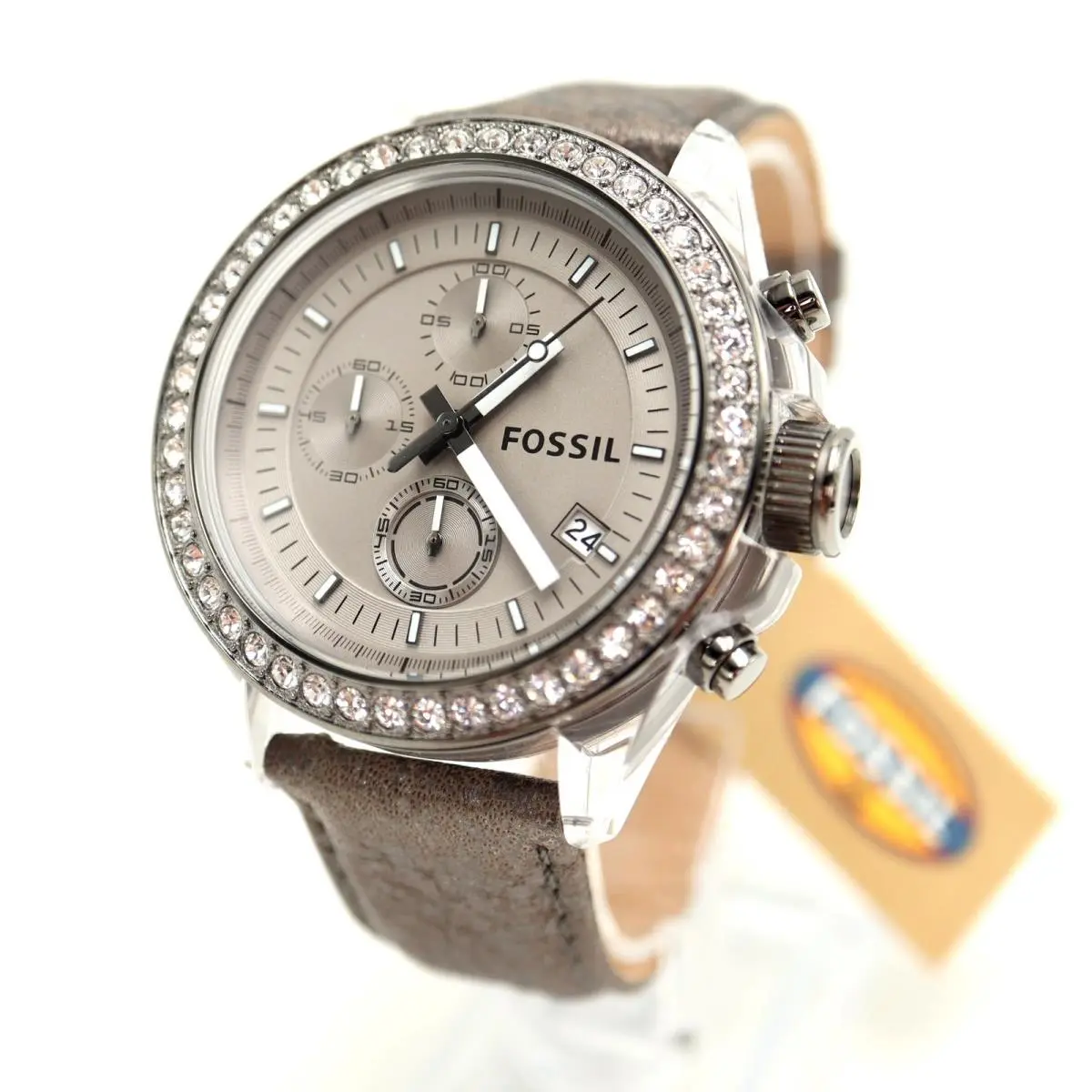Fossil Decker 42mm Clear Chronograph Watch Gray Leather CH2842 Battery