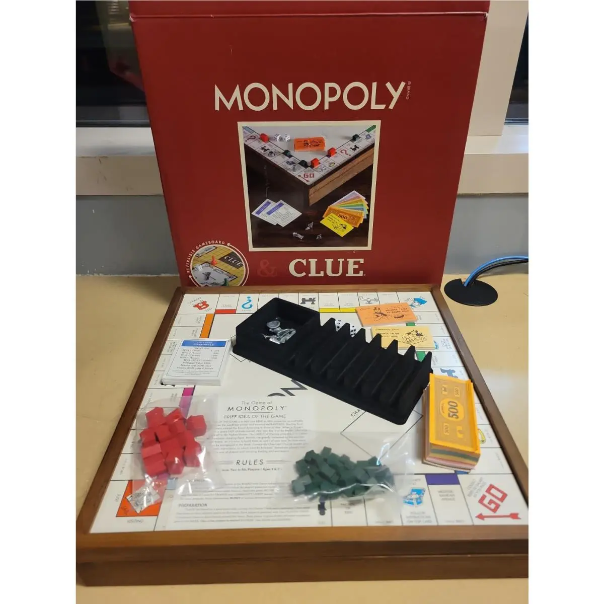 Deluxe Vintage 2 in 1 Wood Game Collection Set Monopoly and Clue