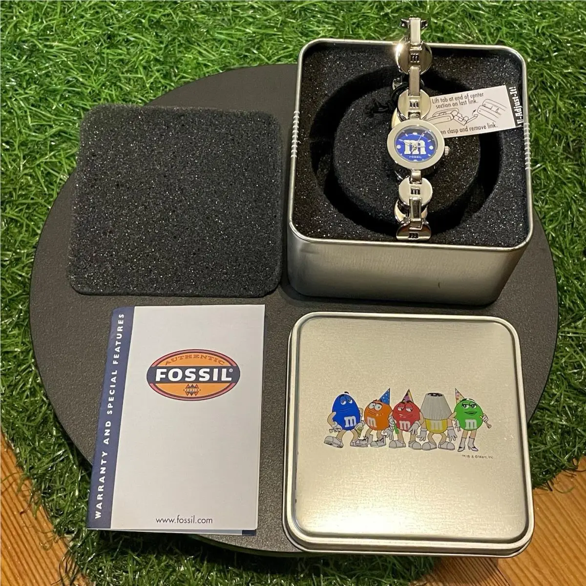 Fossil M&m M M’s Blue Dial Ladies Watch w T Booklet Bracelet PR1477 Nos