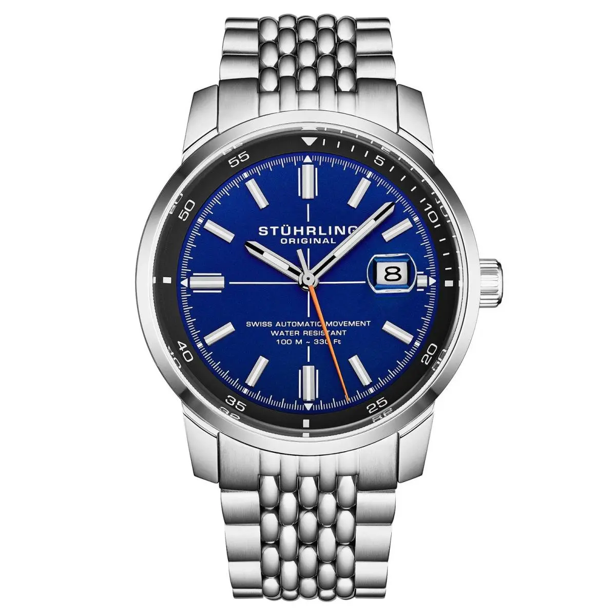Stuhrling Trackmaster 1026 Automatic Men’s 42mm Matte Blue Dial/black Inner Ring/stainless
