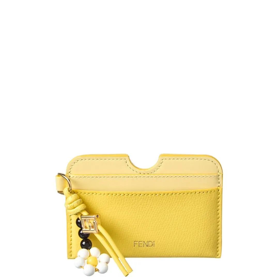 Ff Diamond Leather Card Case Women`s Yellow by Fendi