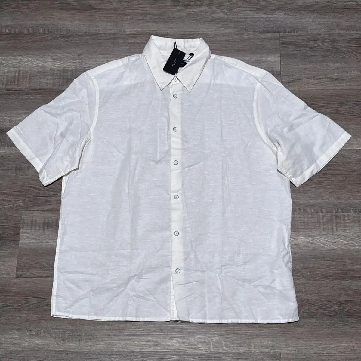 Rag Bone Dalton Linen Cotton Short Sleeve Shirt Chalk Men`s Size XL