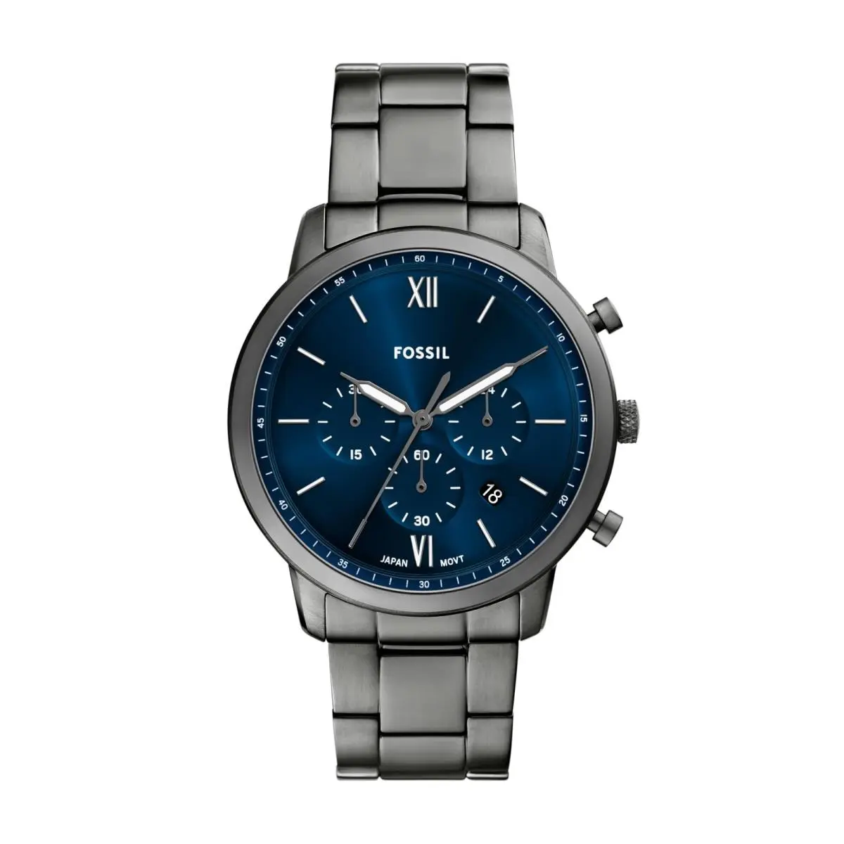Fossil Men`s Watch Neutra Chronograph Smoke Stainless 44 mm Gray/blue