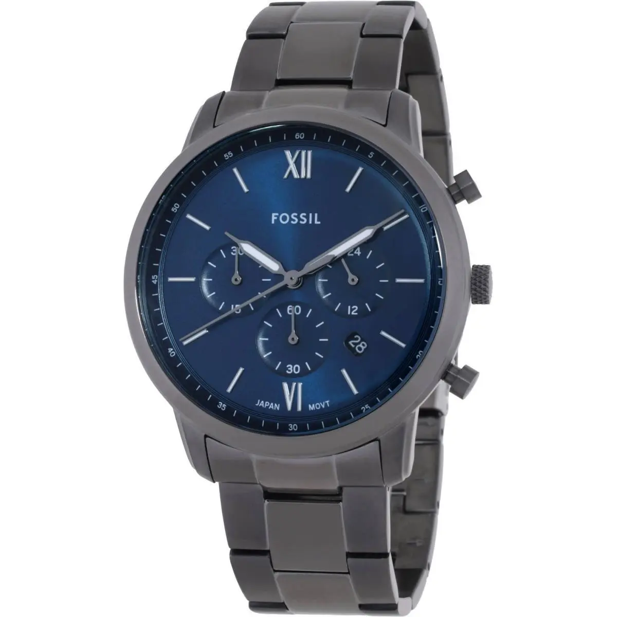 Men`s Watch Neutra Quartz Chrono Blue Dial Gunmetal Steel Bracelet FS6111 by Fossil