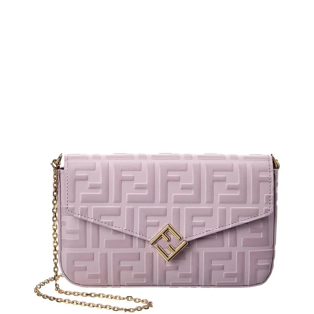 Ff Diamonds Leather Wallet On Chain Women`s Purple by Fendi