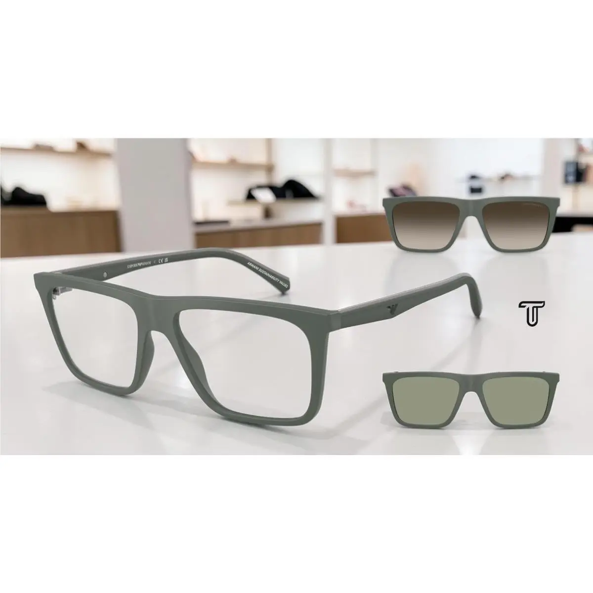EA4258F 63121W Matte Green Clear 56 mm Men`s Sunglasses by Emporio Armani