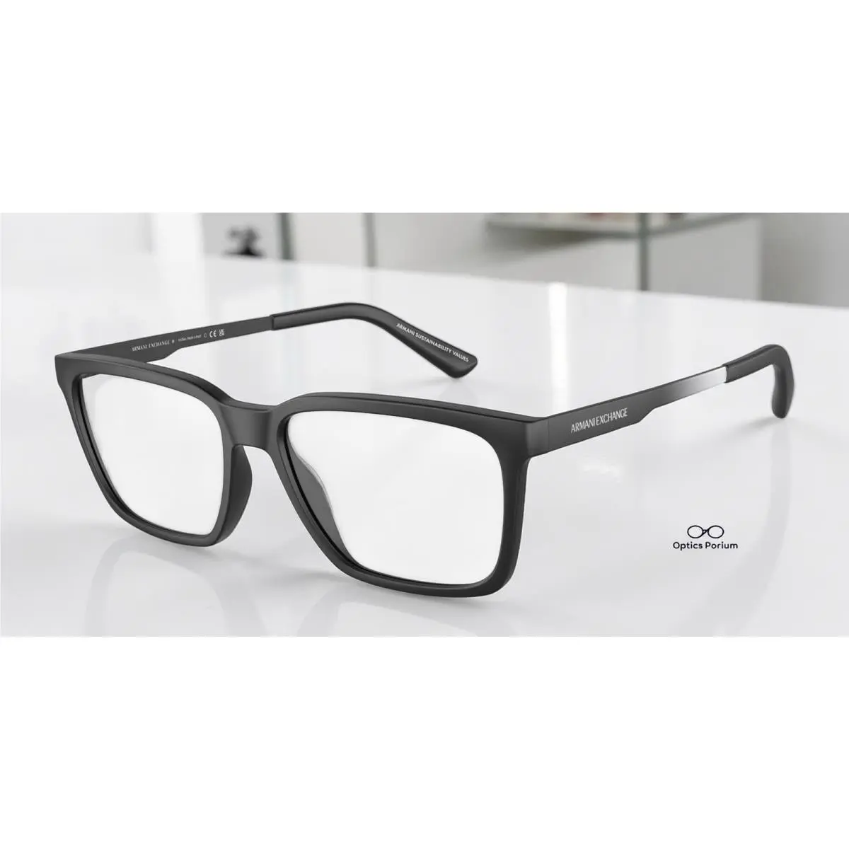 Armani Exchange AX3103 8078 Matte Black Demo Lens 55 mm Men`s Eyeglasses