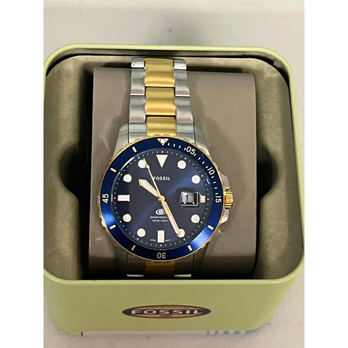 Fossil FS6034 Blue Dive Two-tone Steel 10ATM Waterproof Men’s Watch