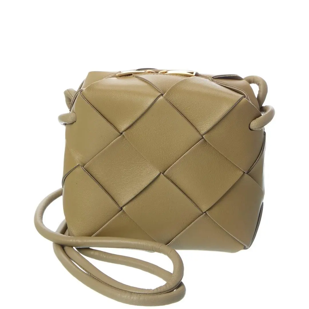 Bottega Veneta Cassette Mini Intrecciato Leather Camera Bag Women`s Brown