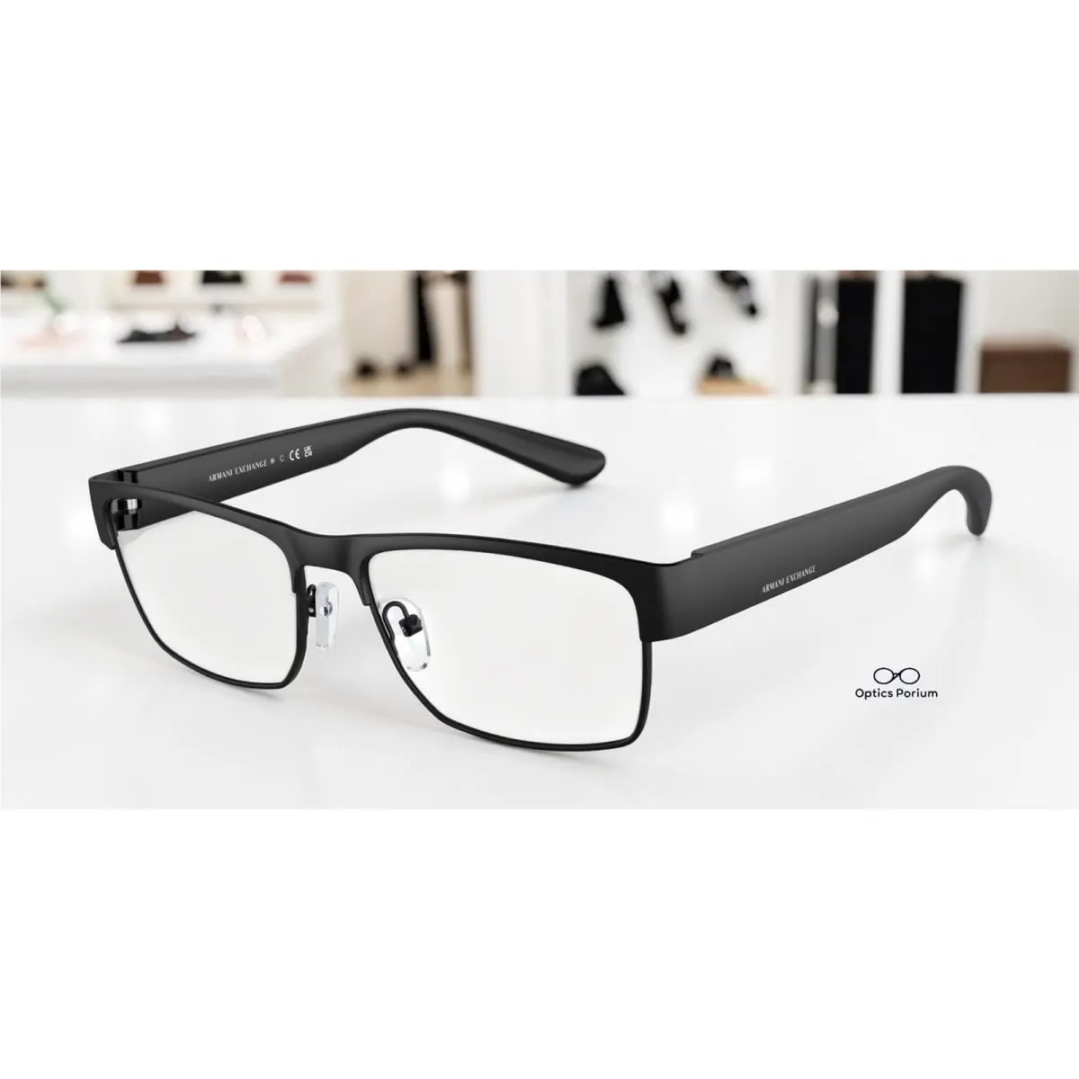 Armani Exchange AX1065 6000 Matte Black Demo Lens 56 mm Men`s Eyeglasses
