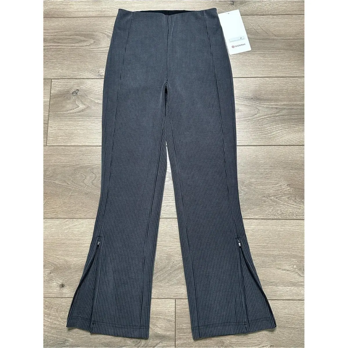 Lululemon Ribbed Softstreme Zip Leg High Rise Cropped Flare Pants 25 Black 2