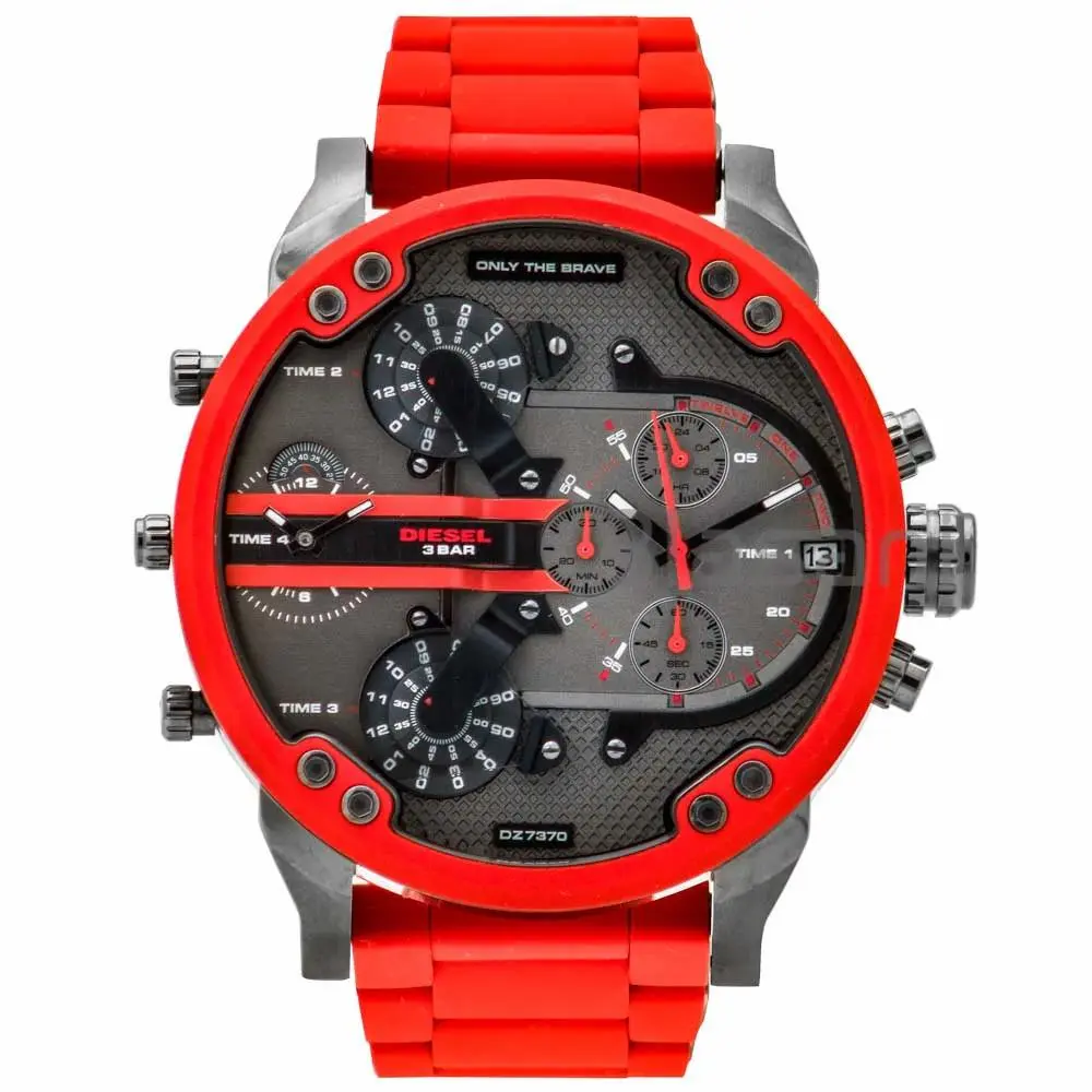 Diesel DZ7370 Mr Daddy 2.0 Chronograph Red Silicone Stainless Steel Watch 57mm