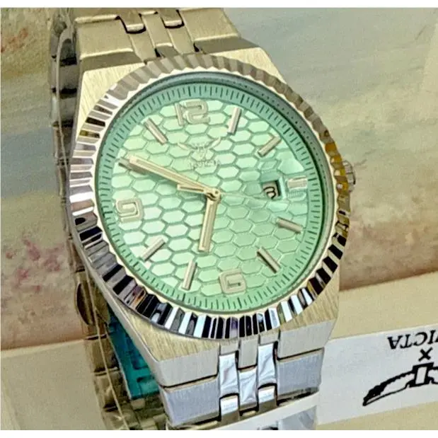 -x 69859 Specialty 40mm Turquoise/ Teal Honeycomb Pattern Date Dial Watch by Invicta