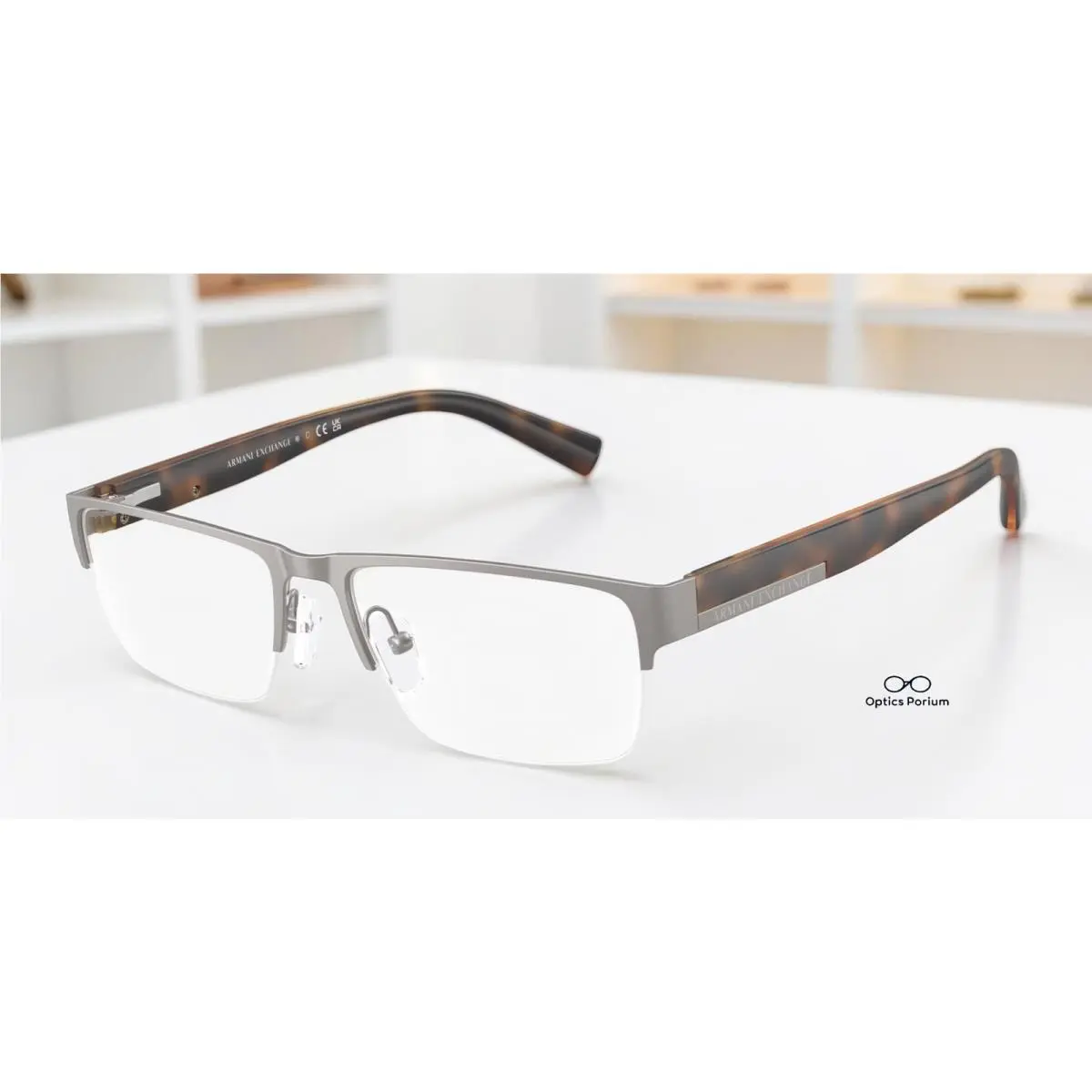 Armani Exchange AX1018 6017 Matte Gunmetal Demo Lens 54 mm Men`s Eyeglasses