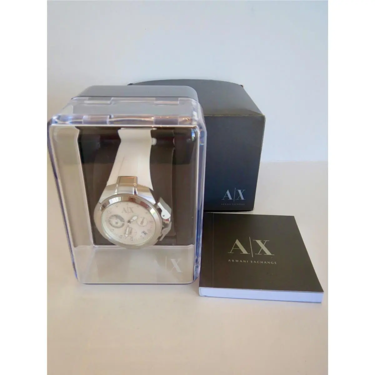 Armani Exchange Women Analog Quartz Watch w/ White Silicone Strap