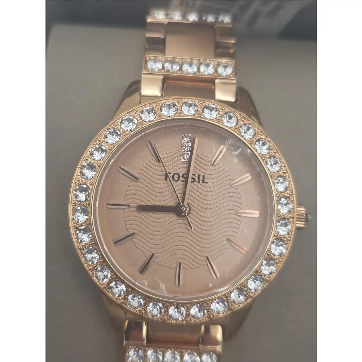 Fossil Jesse Women`s Wristwatch ES3020 Stainless Steel Gold Rose Fashion Works
