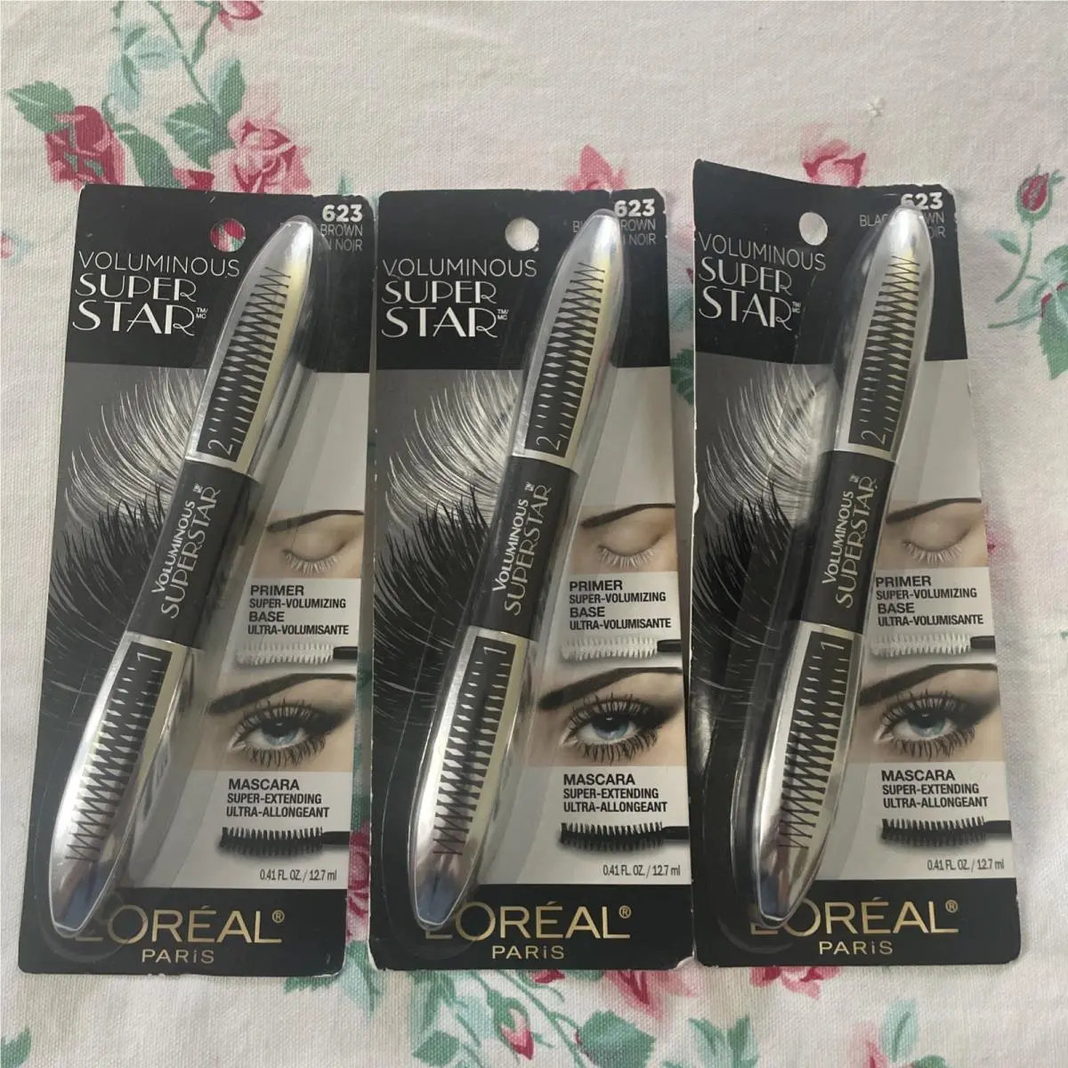3 Loreal Paris 623 Black Brown Voluminous Super Star Mascara 0.14oz Disc Htf