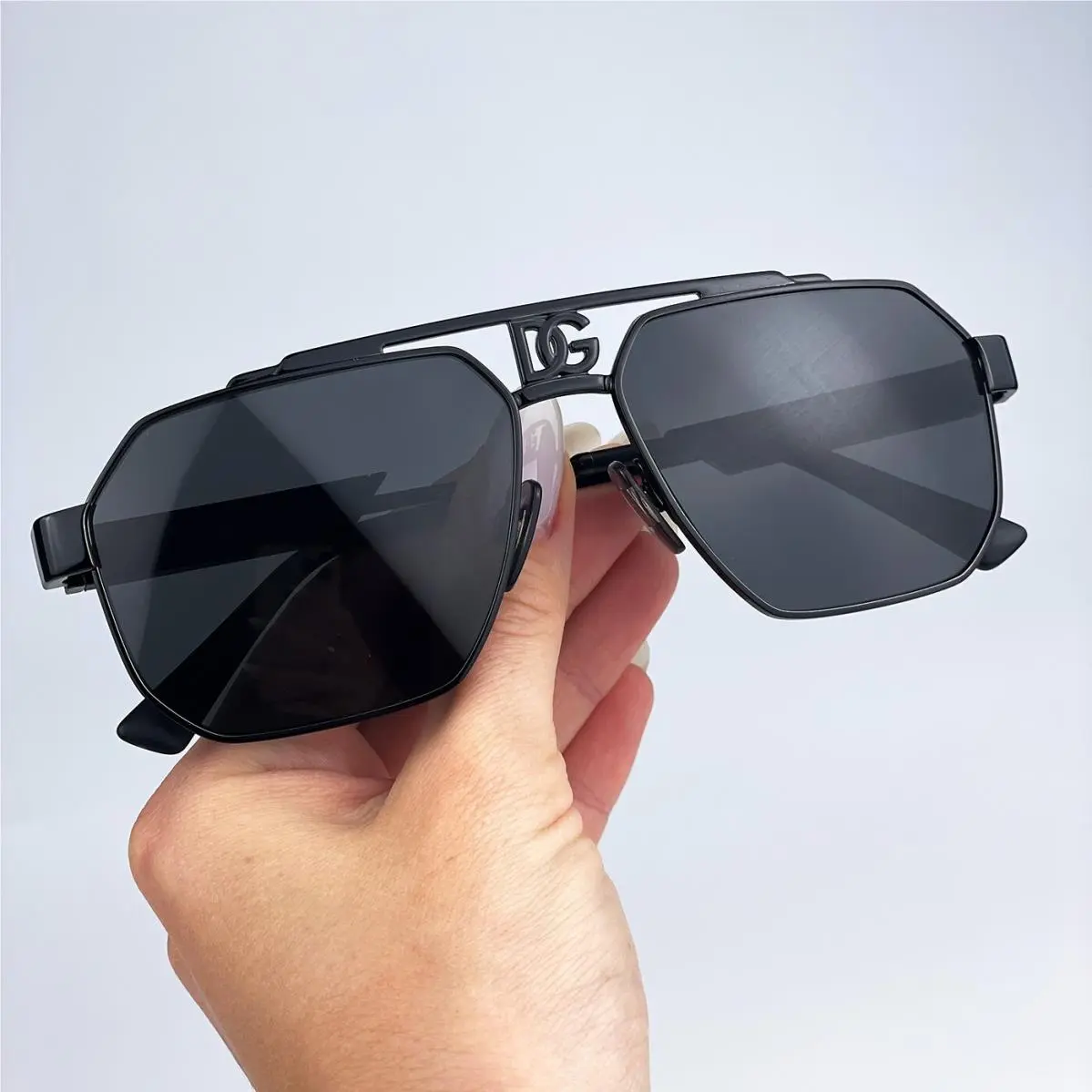 Dolce Gabbana D G Women Sunglasses Black Grey Pilot Metal DG2294 01/87