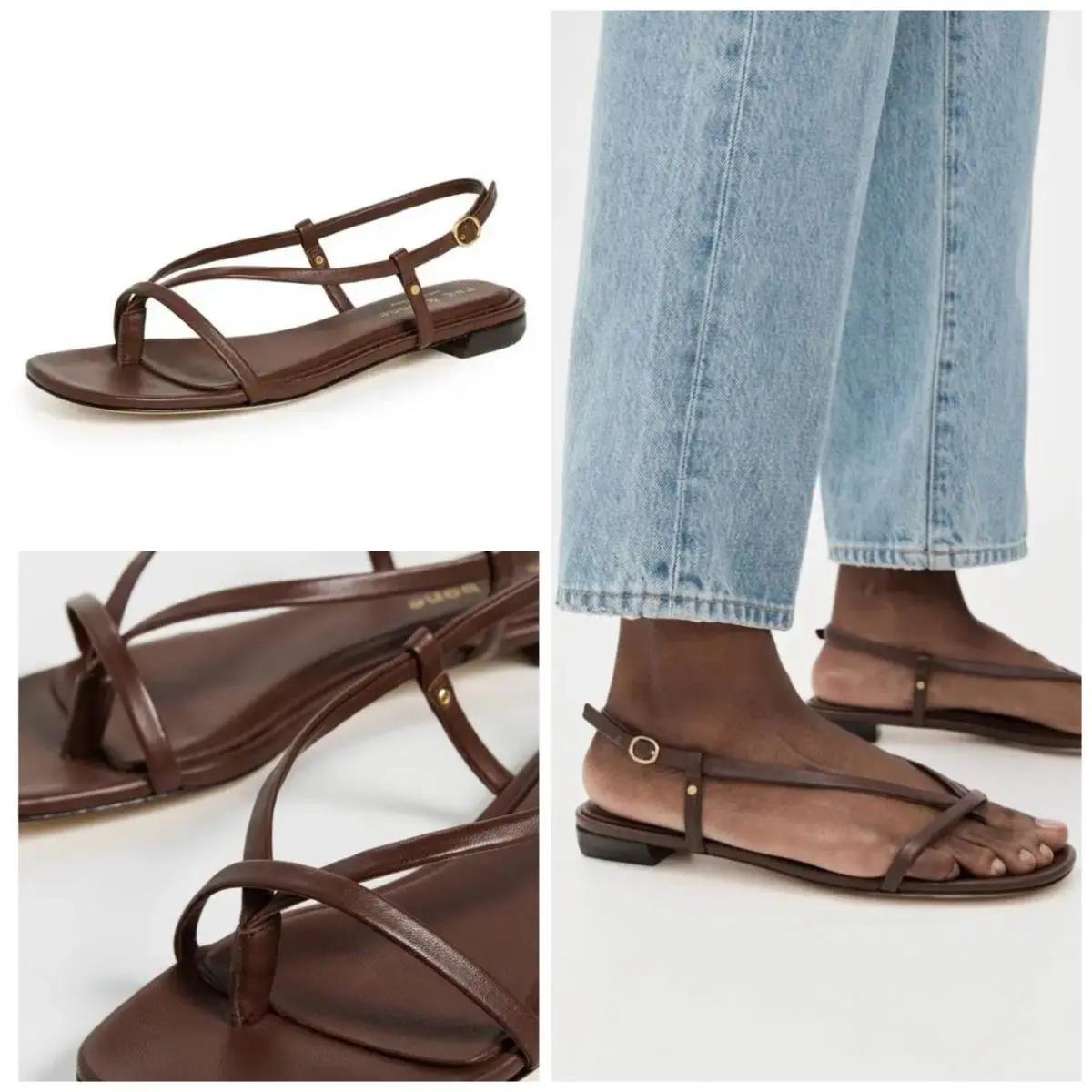Rag Bone Giselle Strappy Thong Sandal In Dark Mocha Size: 38 US 8