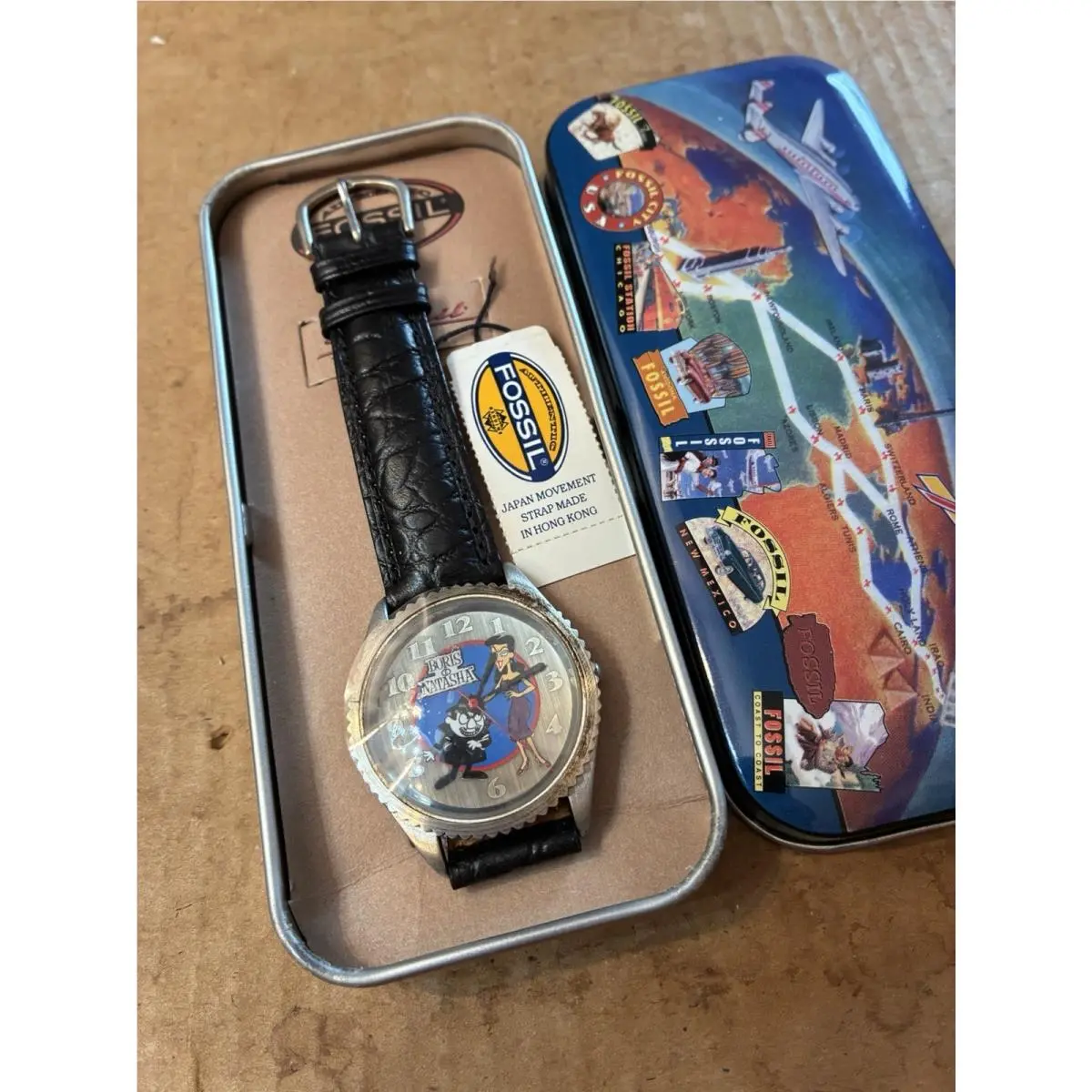 Vintage Fossil Boris Natasha Watch LI-1006 Limited Edition Ward Prod Mint