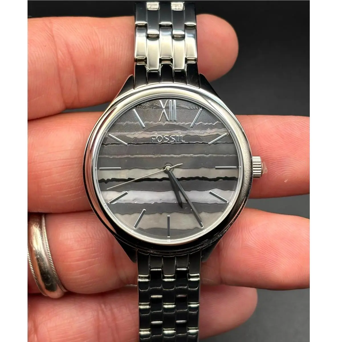 Fossil BQ3246 Women’s 35mm Black Dial Stainless Steel Bracelet Watch Nibwt