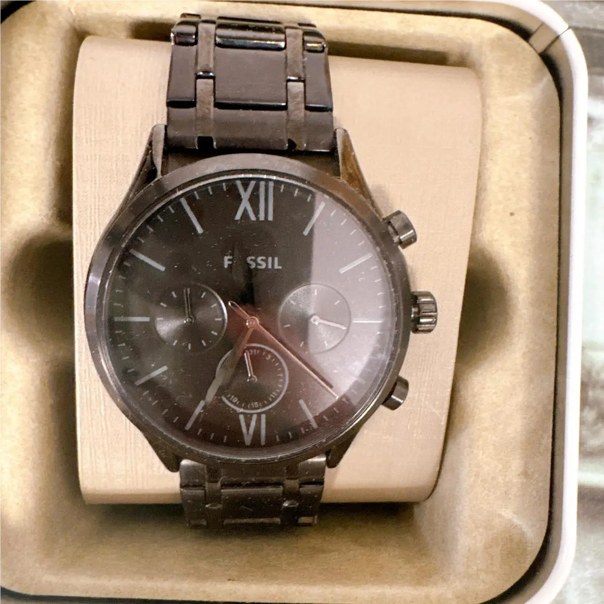 BQ2365 Men`s Black Chronograph Watch Roman Numeral Dial by Fossil