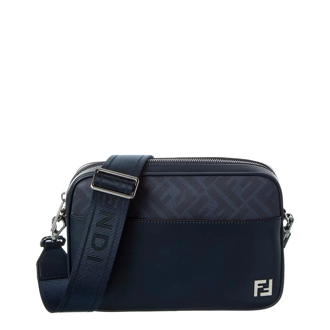 Fendi Diagonal Ff Leather Camera Bag Women`s Black Os