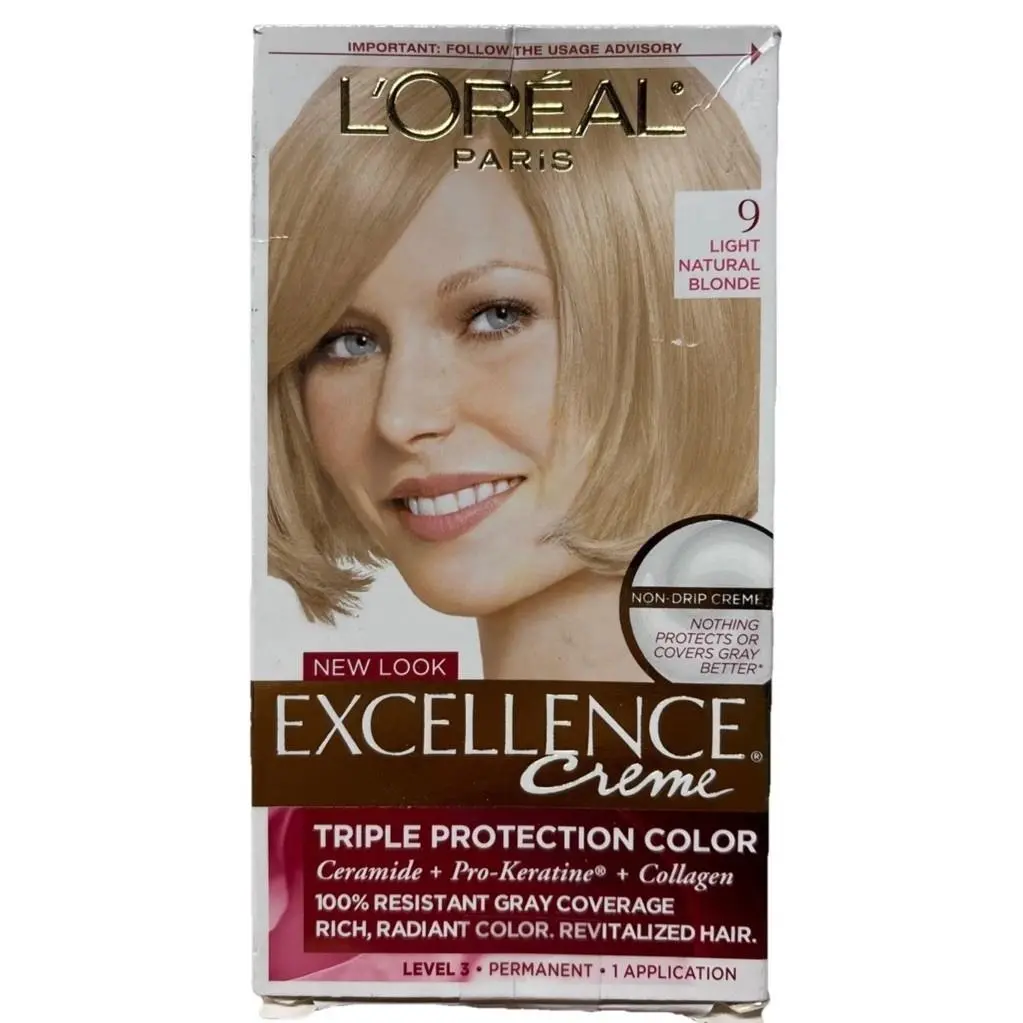 Pack Of 3 L`oreal Paris Excellence Creme Haircolor Light Natural Blonde 9 - Hair Shade: Light Blond