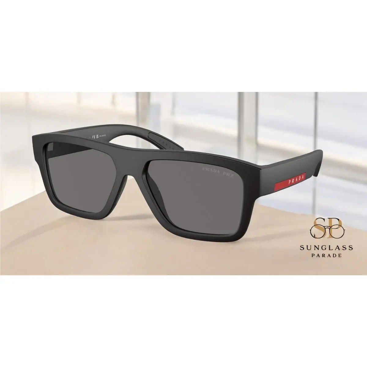Prada Linea Rossa PS 04ZS DG002G Black Dark Grey Polarized 56mm Men`s Sunglasses