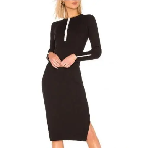 Rag Bone Brynn Rib Dress in Black Size S