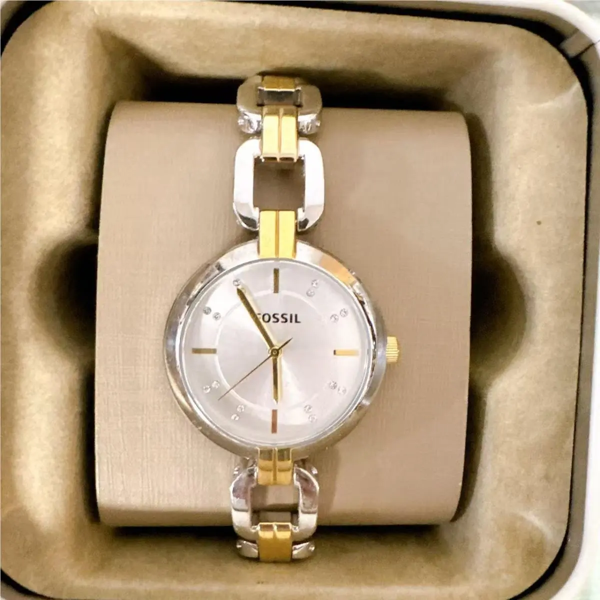 Fossil BQ3207 Two-tone Crystal Accent Women`s Quartz Watch