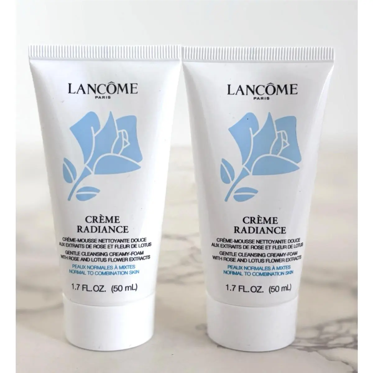 2 Lancome Creme Radiance Gentle Cleansing Creamy-foam 1.7 fl oz Travel Size