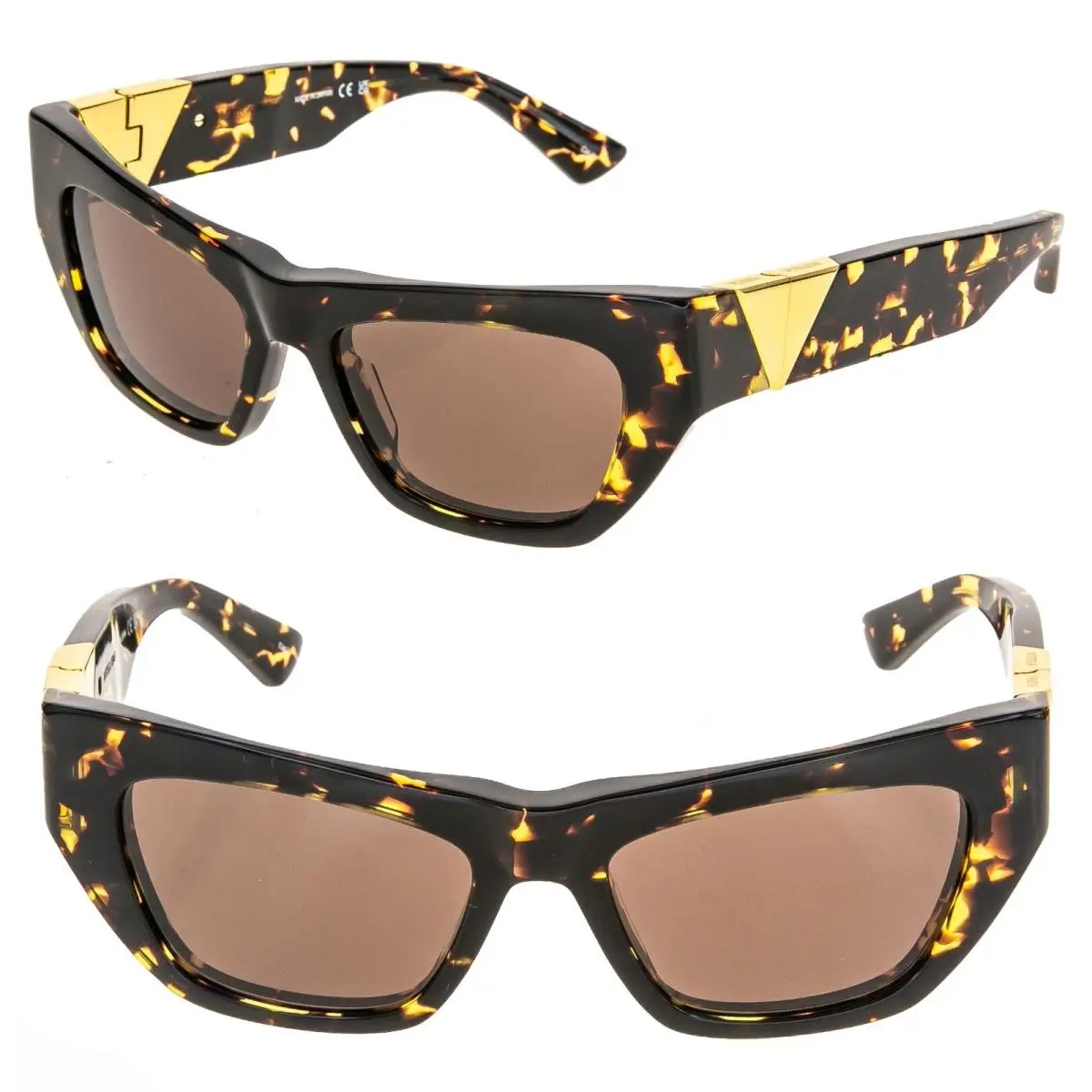 Bottega Veneta Angle BV1177S V Brown Havana Bold Triangle Sunglasses 1177 002
