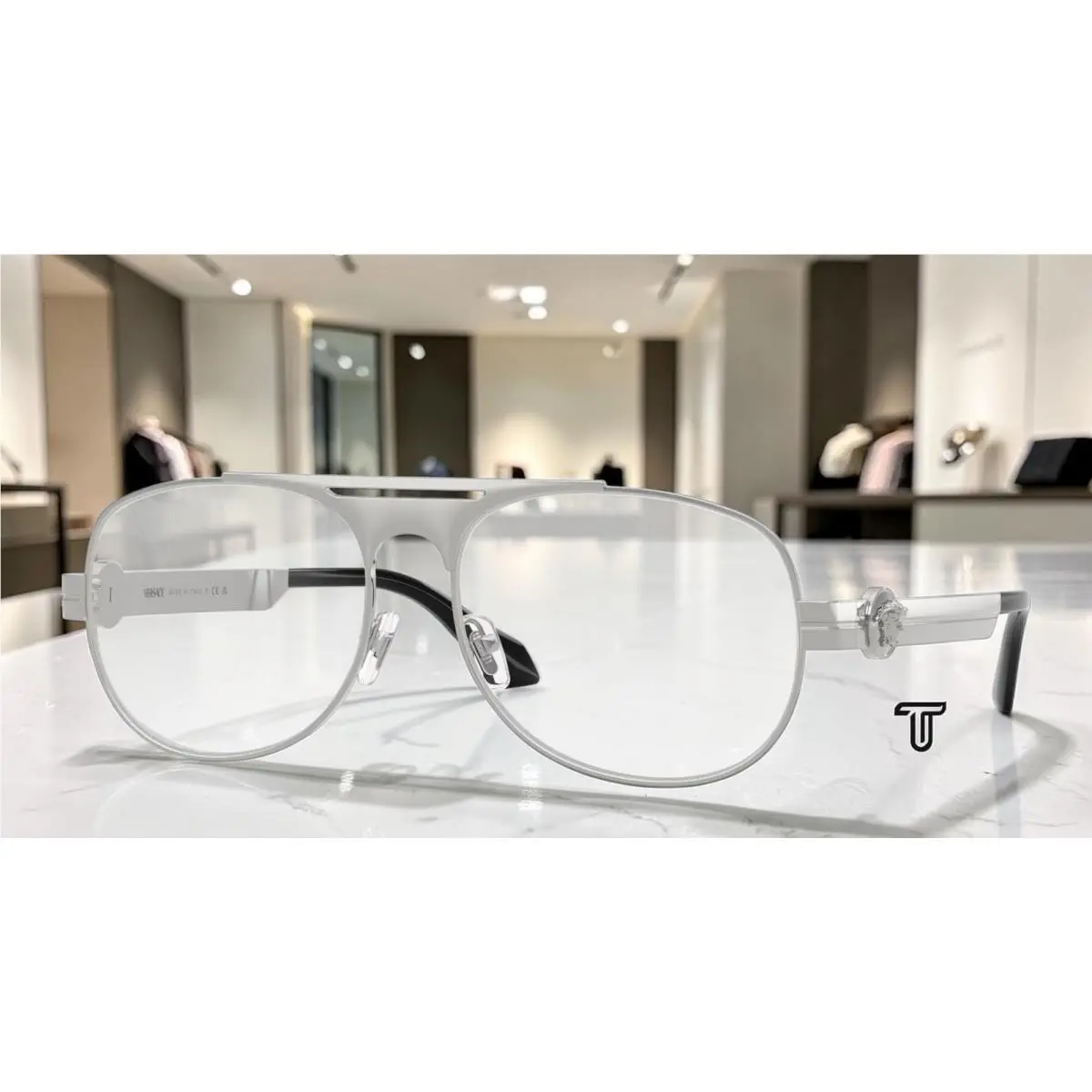 Versace VE1319 1000 Silver Versace Demo Lens 60 mm Men`s Eyeglasses