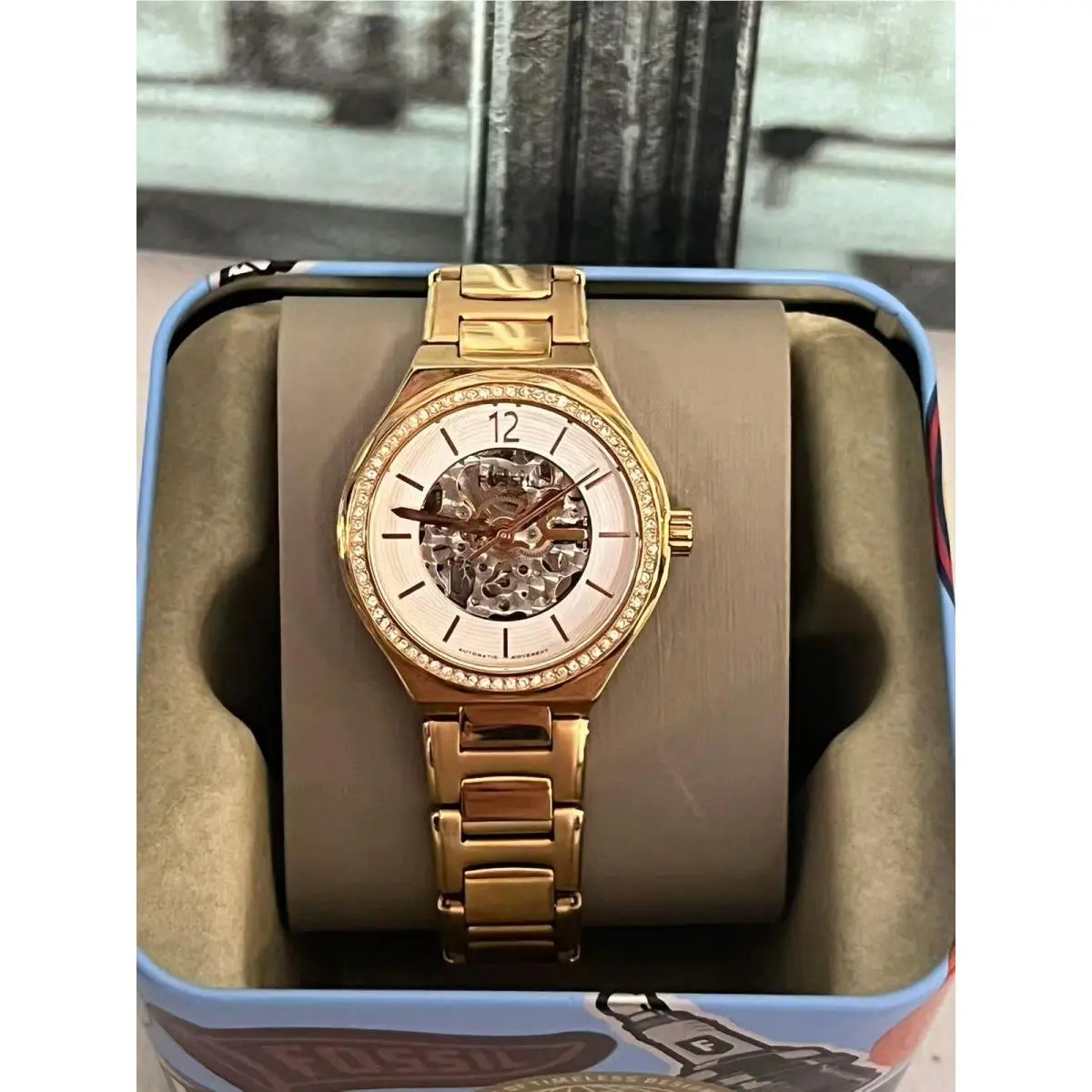 Fossil BQ3781 Eevie Automatic Skeleton Rose Gold Stainless Steel Ladies Watch