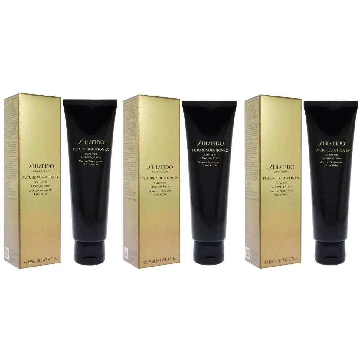 3-Pack  Future Solution LX Extra Rich Cleansing Foam 4.7oz / 125 ml Each by Shiseido