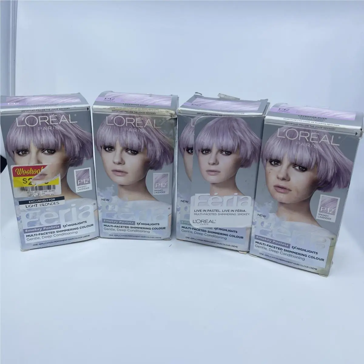 L`oreal Paris Feria Pastels P12 Smokey Lavender Dusk Hair Color Lot of 4 by L'Oréal