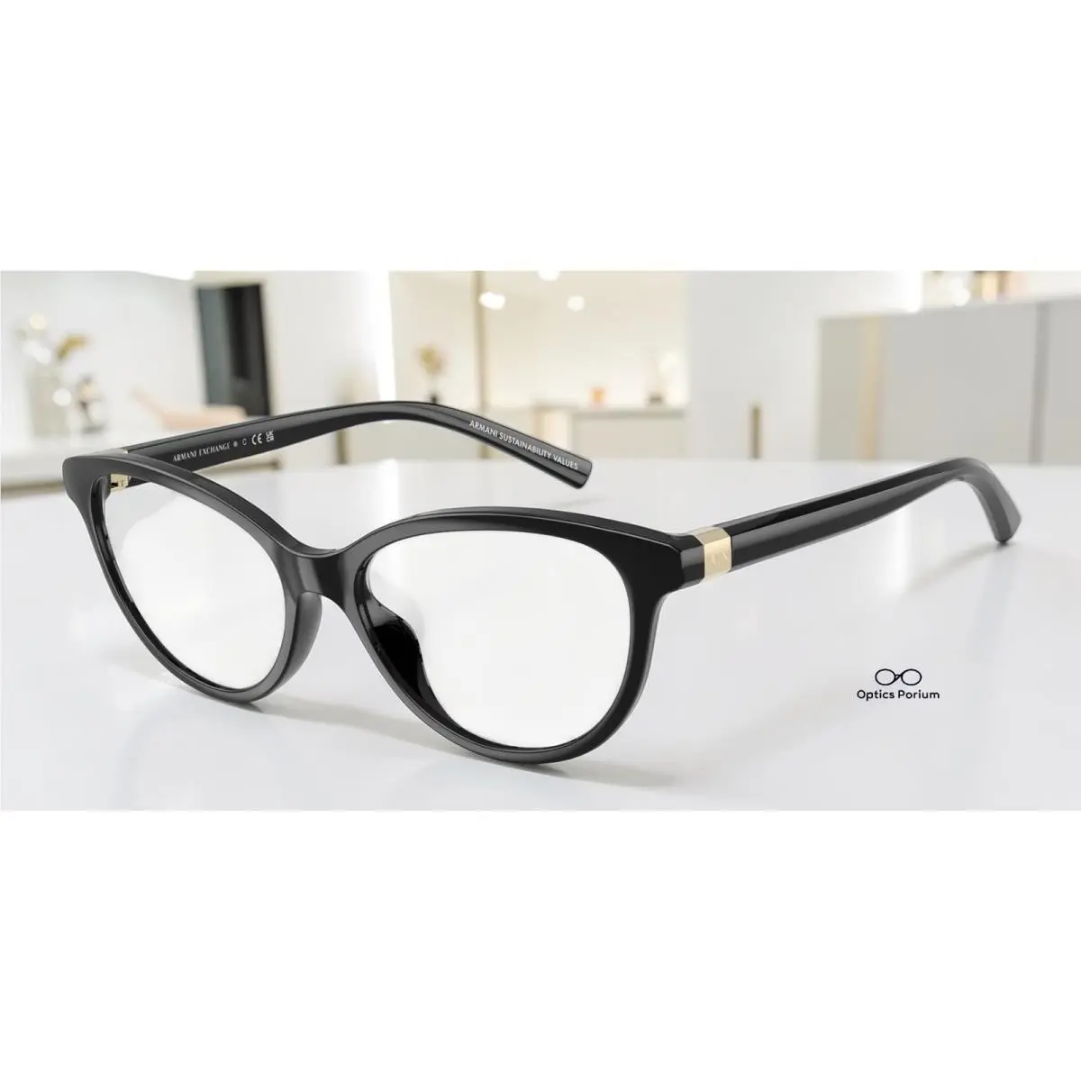 Armani Exchange AX3138U 8158 Shiny Black Demo Lens 54 mm Women`s Eyeglasses